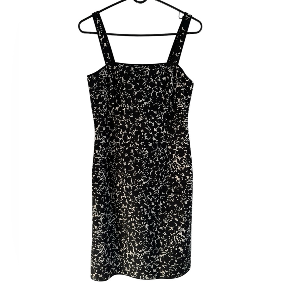 Vintage Ann Taylor Cotton Strap Dress Black and White Floral, Size 6